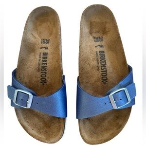 Birkenstock Madrid Icy Metallic Azure Blue Birko-Flor Sandals Sz 38